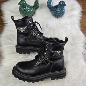 Harley Davidson Apex Leather Black Motorcycle Boots 6.5